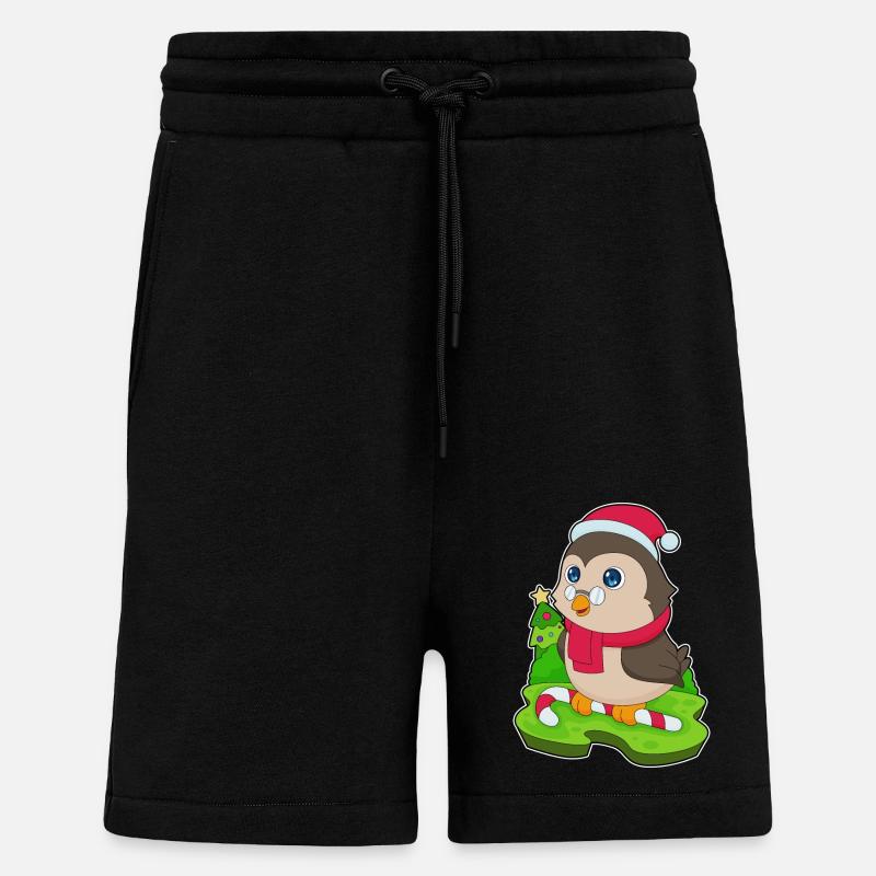 Owl Christmas Candy Cane - Shorts - made by SPREAD - SOLID BLACK