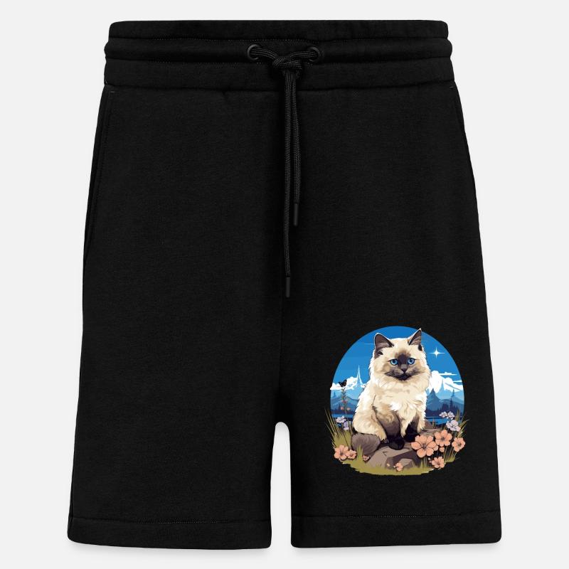 Birman Cat Birma Katze - Shorts - made by SPREAD - SOLID BLACK