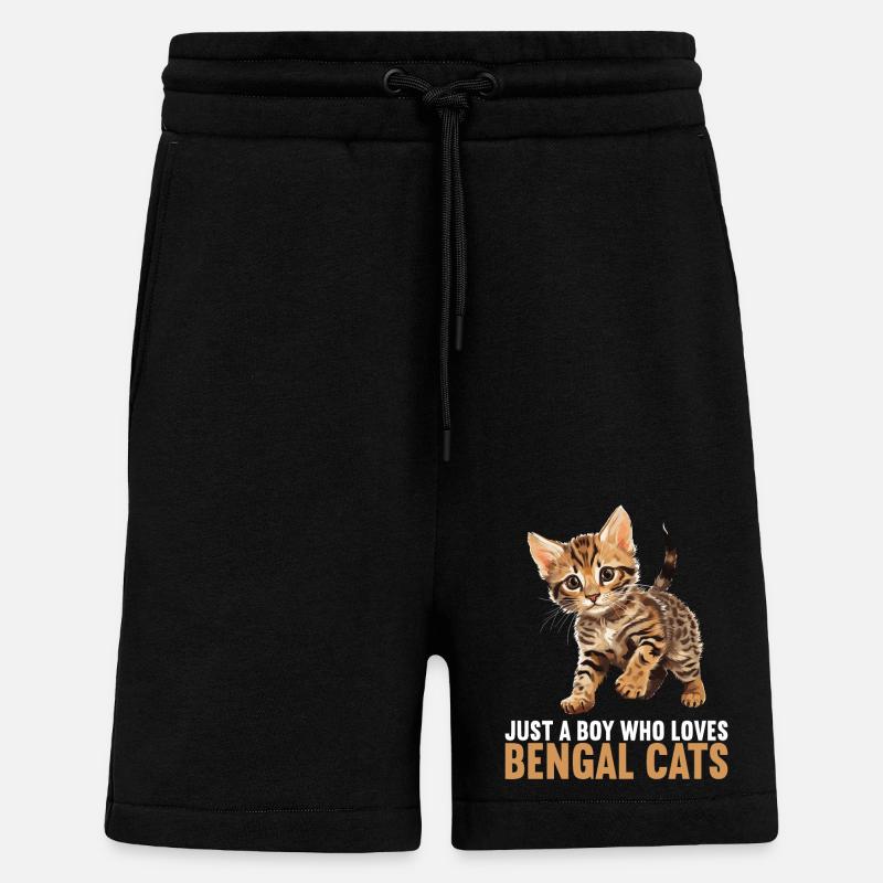 Chat du Bengale Bengalkatze - Short bio décontracté fabriqué en UE - SOLID BLACK