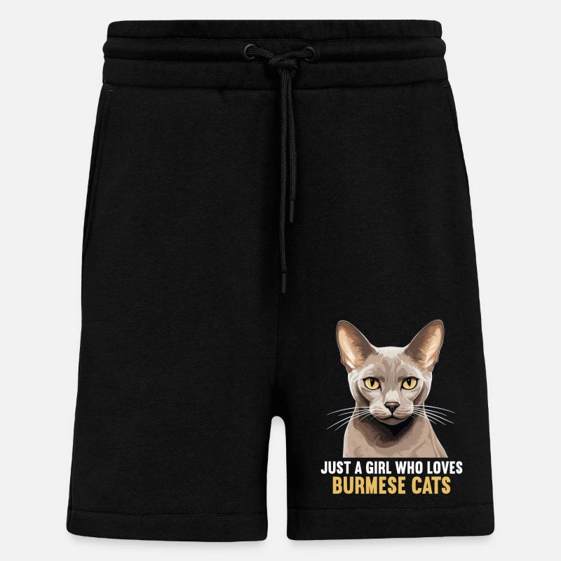 Chat birman Birmanie Katze - Short bio décontracté fabriqué en UE - SOLID BLACK