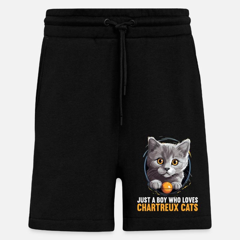 Chartreux Cat Kartäuser Katze - Shorts - made by SPREAD - SOLID BLACK