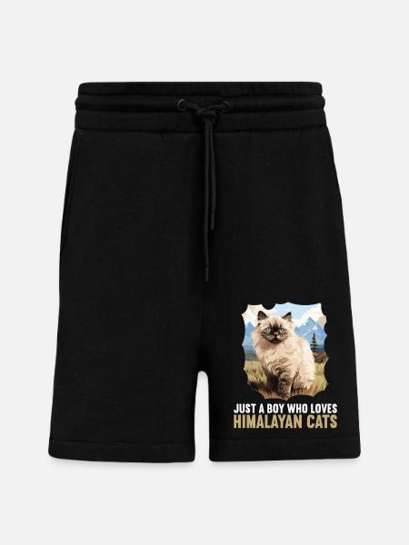 Himalaya kat Colourpoint Katze - Organic relaxed shorts made in EU - SOLID BLACK