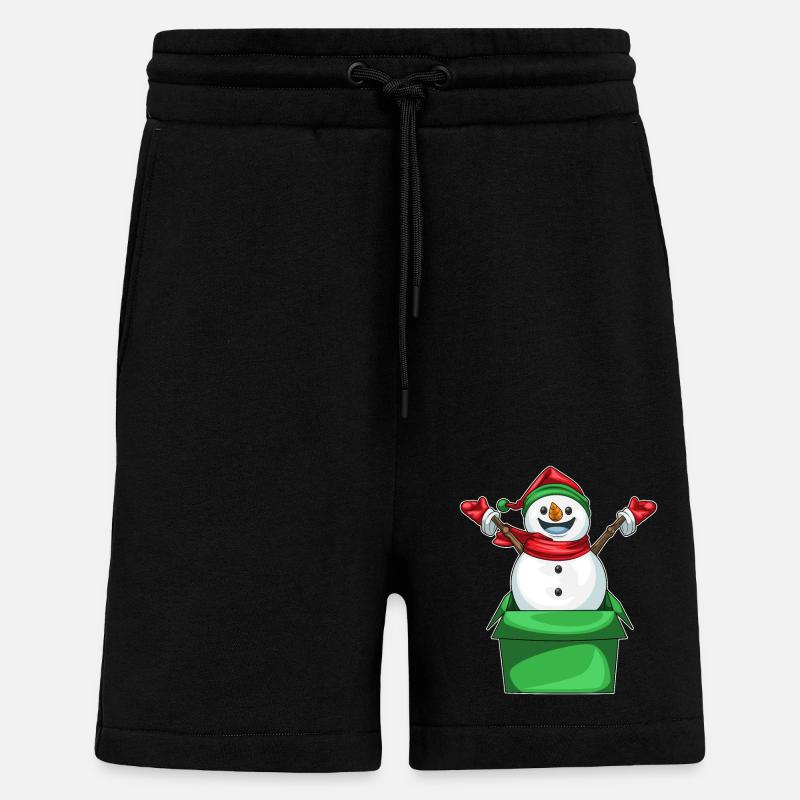 Snowman Christmas Crate - Shorts - made by SPREAD - SOLID BLACK
