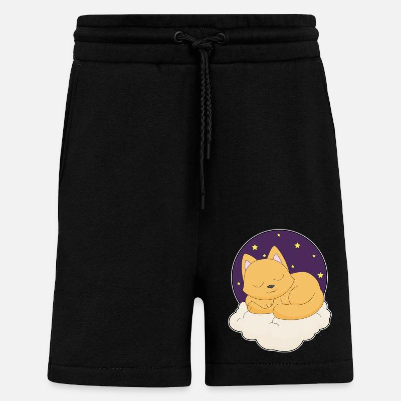 Nuages de chat étoiles - Short bio décontracté fabriqué en UE - SOLID BLACK