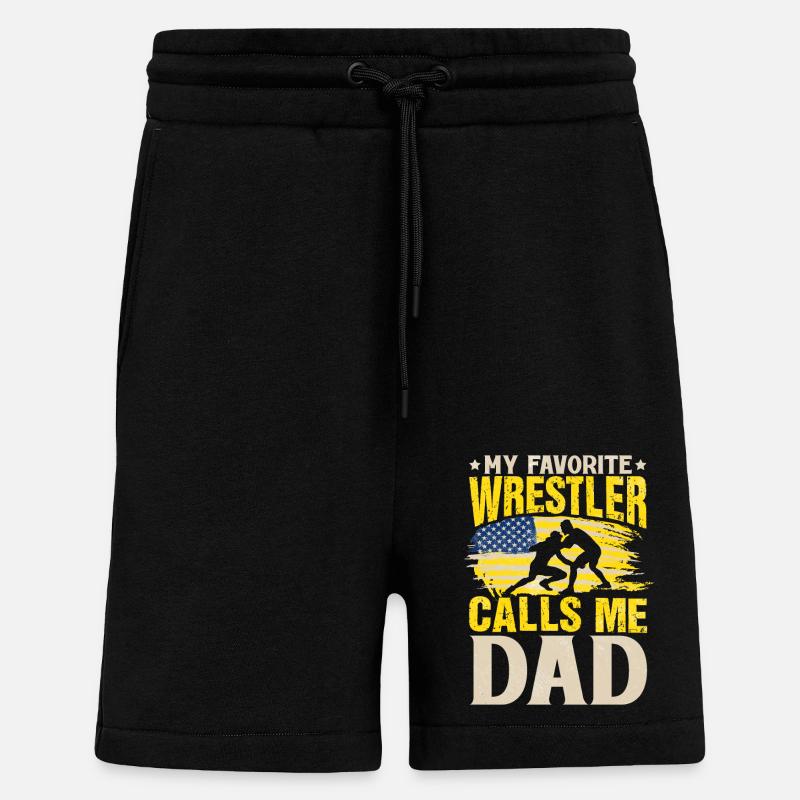Mon lutteur préféré m’appelle papa - Short bio décontracté fabriqué en UE - SOLID BLACK