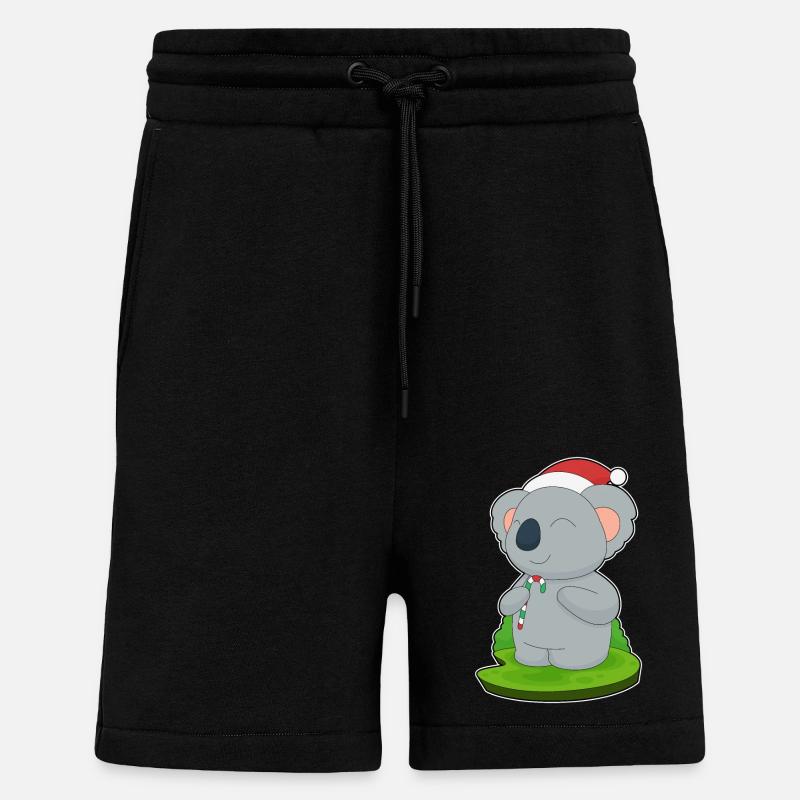 Koala Noël Candy Canne - Short bio décontracté fabriqué en UE - SOLID BLACK
