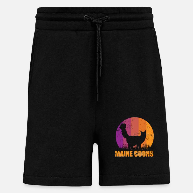 Maine Coons Ombre de chat - Short bio décontracté fabriqué en UE - SOLID BLACK