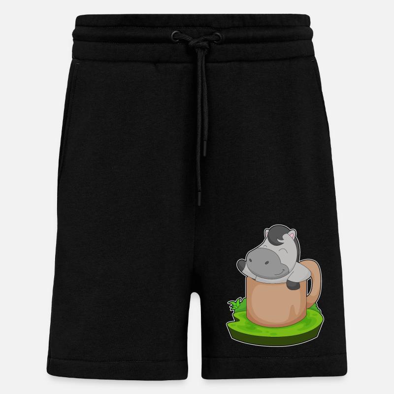 Tasse à cheval - Short bio décontracté fabriqué en UE - SOLID BLACK