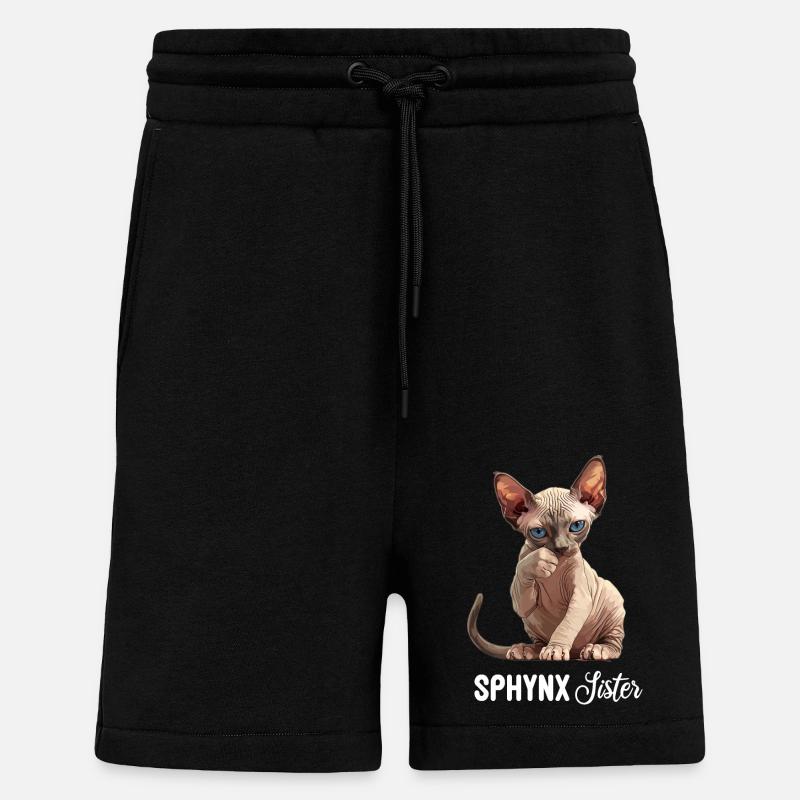 Sphynx Chaton Sphynx Chat - Short bio décontracté fabriqué en UE - SOLID BLACK