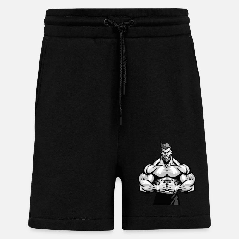 Bodybuilder Gym Muscles - Short bio décontracté fabriqué en UE - SOLID BLACK
