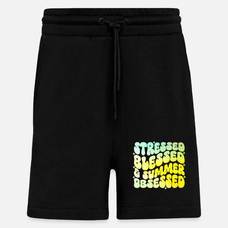 Stressed And summer Obsessed - Shorts - made by SPREAD - SOLID BLACK