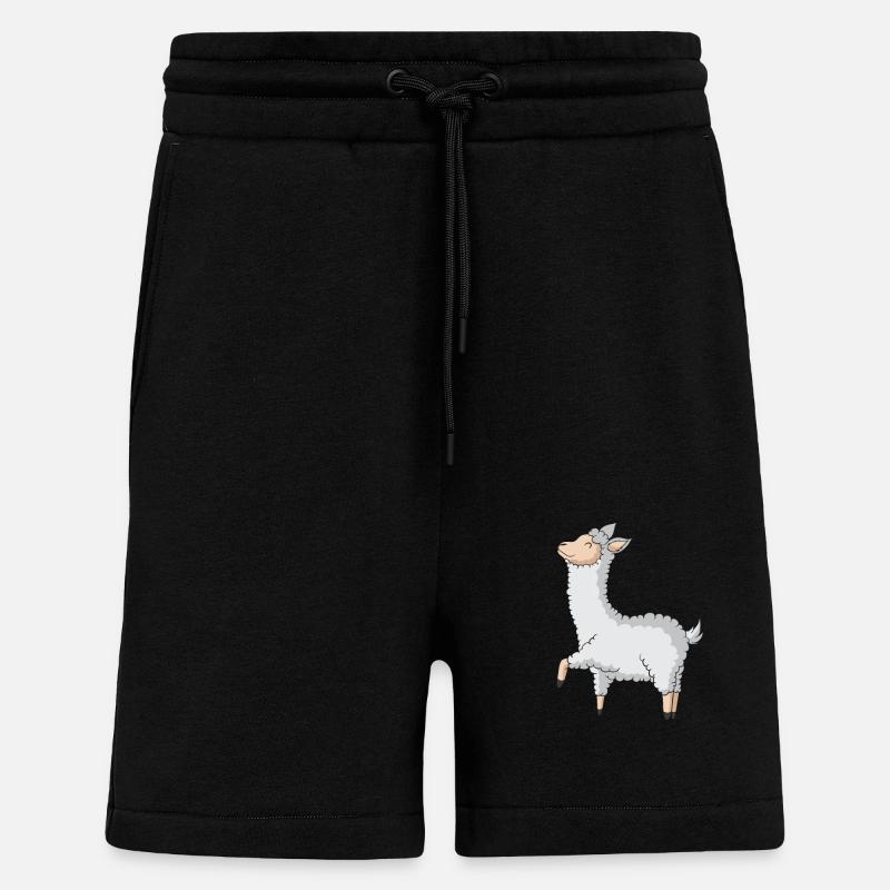 Lama heureux et détendu - Short bio décontracté fabriqué en UE - SOLID BLACK