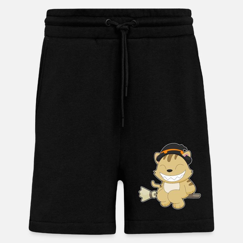 Chat Halloween Sorcière - Short bio décontracté fabriqué en UE - SOLID BLACK