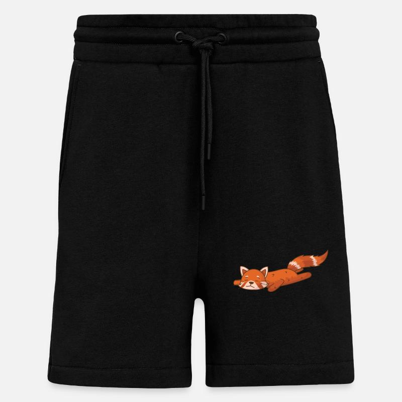 Panda roux ours chat bambou - Short bio décontracté fabriqué en UE - SOLID BLACK