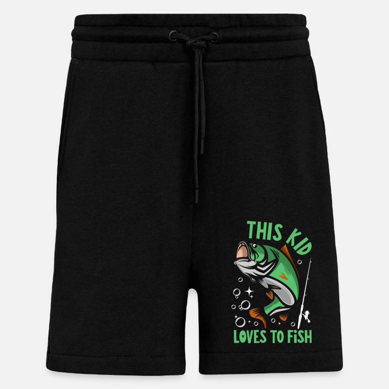 Cet enfant adore pêcher - Short bio décontracté fabriqué en UE - SOLID BLACK