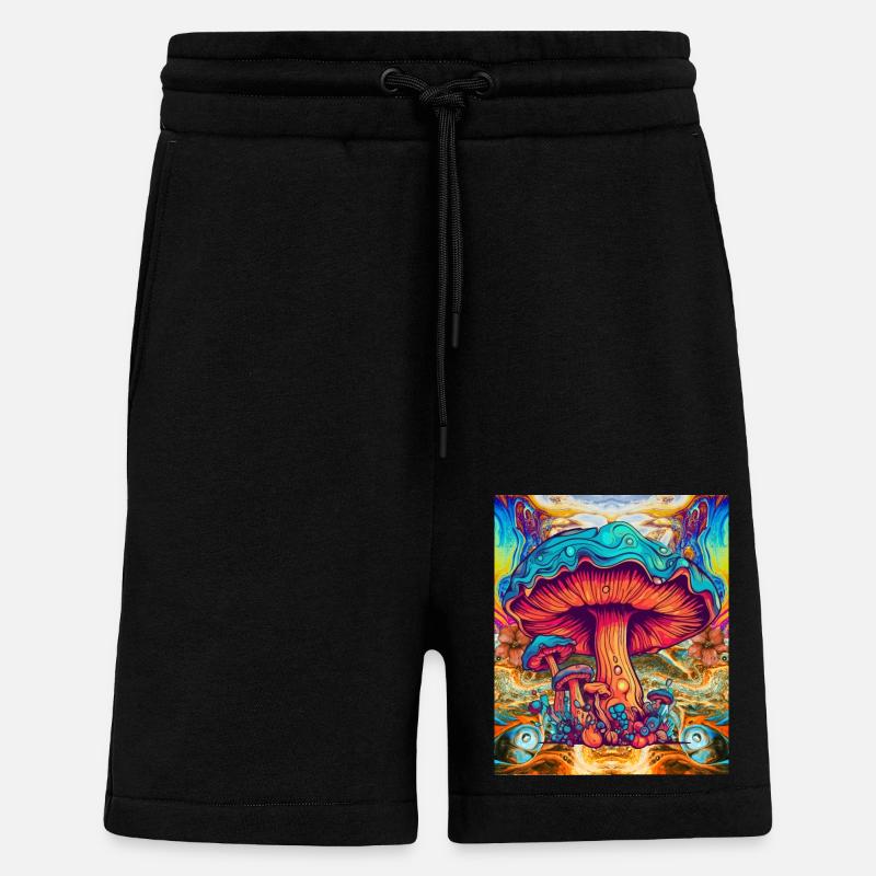 Champignons psychédéliques - Short bio décontracté fabriqué en UE - SOLID BLACK