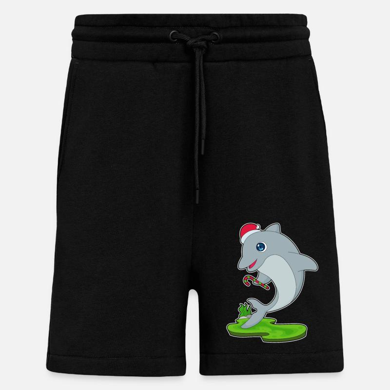 Canne de Noël Dauphin - Short bio décontracté fabriqué en UE - SOLID BLACK