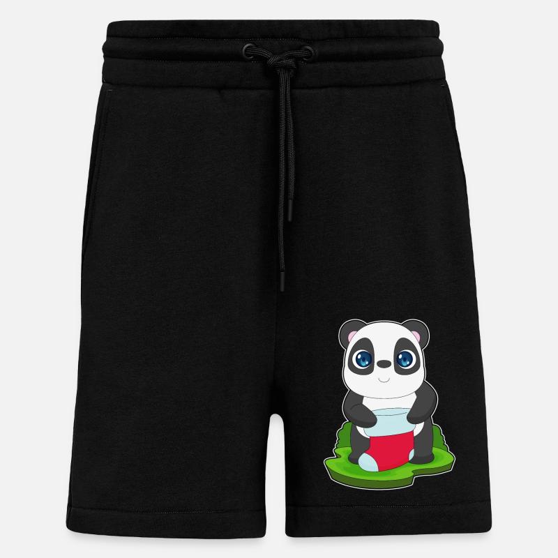 Chaussettes de Noël Panda - Short bio décontracté fabriqué en UE - SOLID BLACK