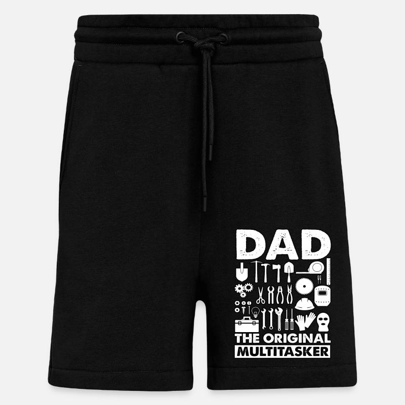 Papa le premier multitâche - Short bio décontracté fabriqué en UE - SOLID BLACK