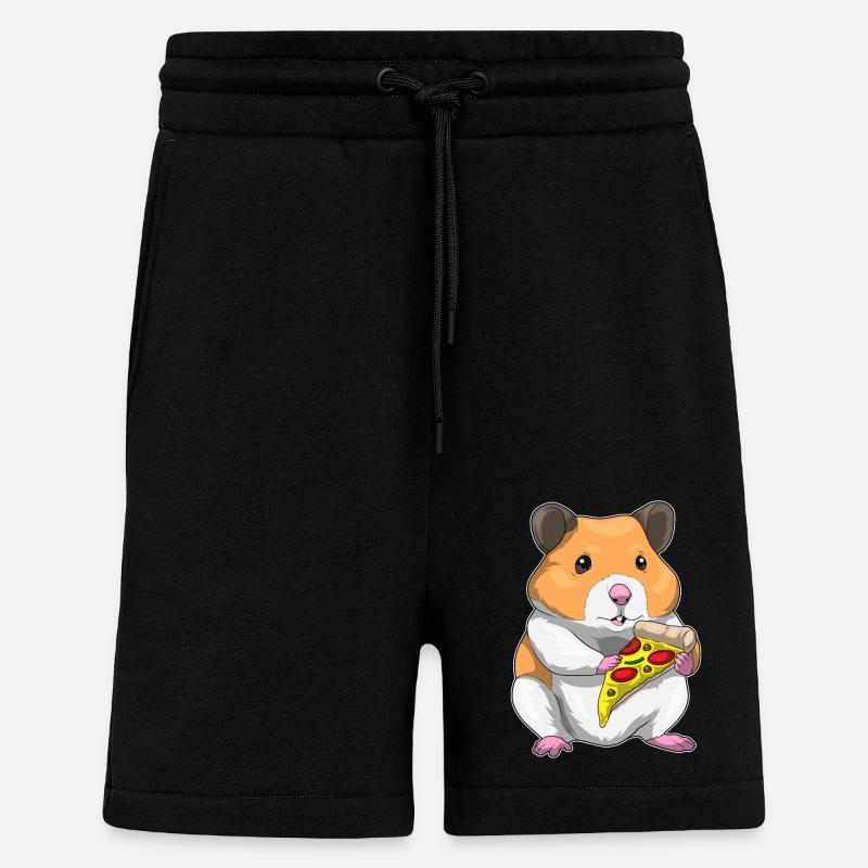 Hamster Pizza - Short bio décontracté fabriqué en UE - SOLID BLACK