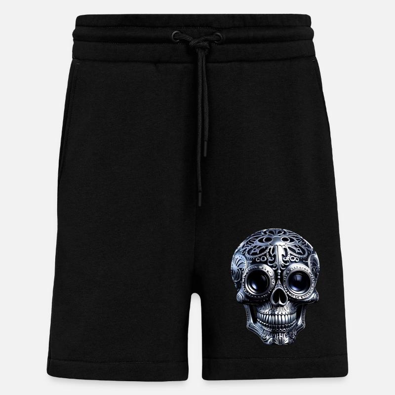 Crâne spatial - Short bio décontracté fabriqué en UE - SOLID BLACK