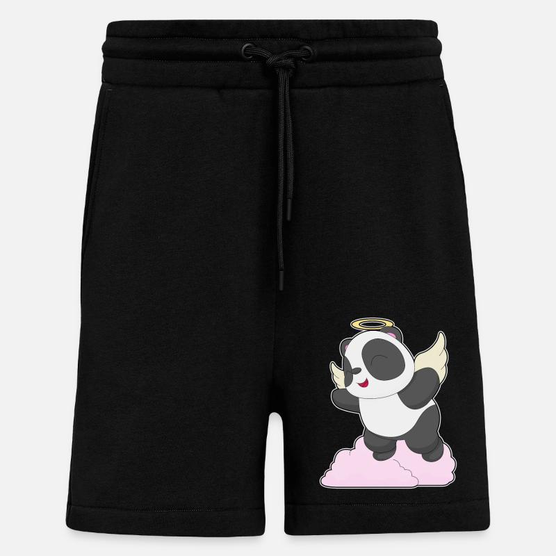 Panda Ange Ange Ailes - Short bio décontracté fabriqué en UE - SOLID BLACK