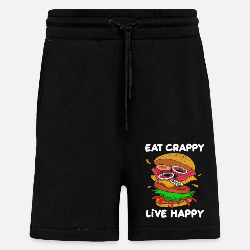 Cheeseburger - Short bio décontracté fabriqué en UE - SOLID BLACK