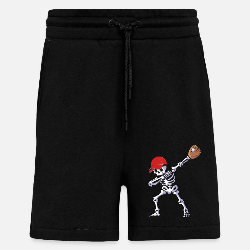 Baseball Skeleton Halloween - Shorts - made by SPREAD - SOLID BLACK