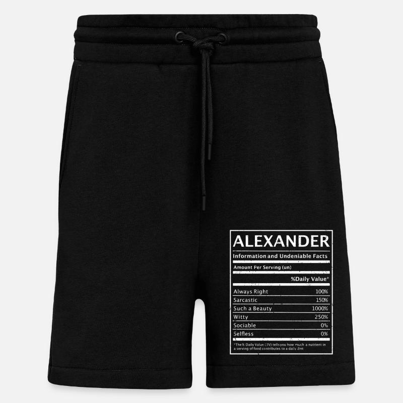 Nom Alexander Alexander Gift - Short bio décontracté fabriqué en UE - SOLID BLACK