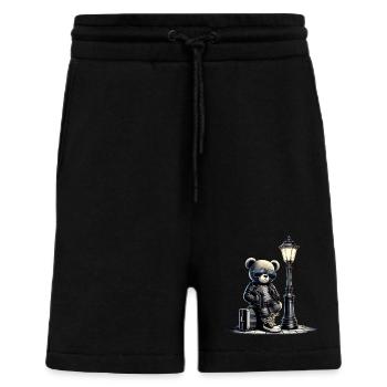 Coole Teddybär-Leder-Motorradjacke geht auf Reisen - Shorts - made by SPREAD - SOLID BLACK - Vorne
