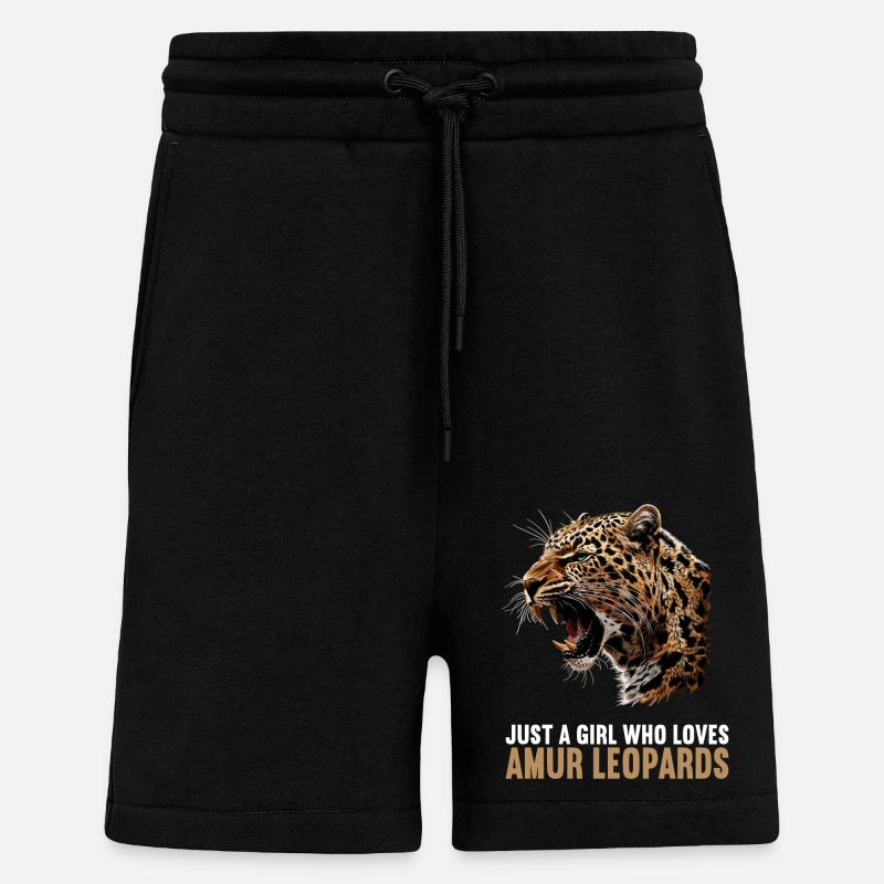 Amur Leopard Amurleoparden Amurleopard - Shorts - made by SPREAD - SOLID BLACK
