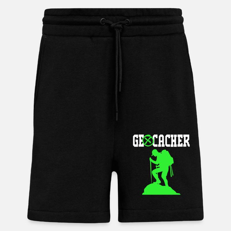 Géocaching Géocache Géocacher - Short bio décontracté fabriqué en UE - SOLID BLACK
