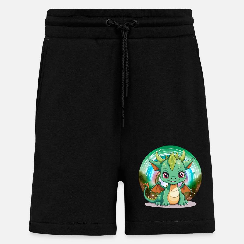 Drache Kinder Drachen Kind - Shorts - made by SPREAD - SOLID BLACK