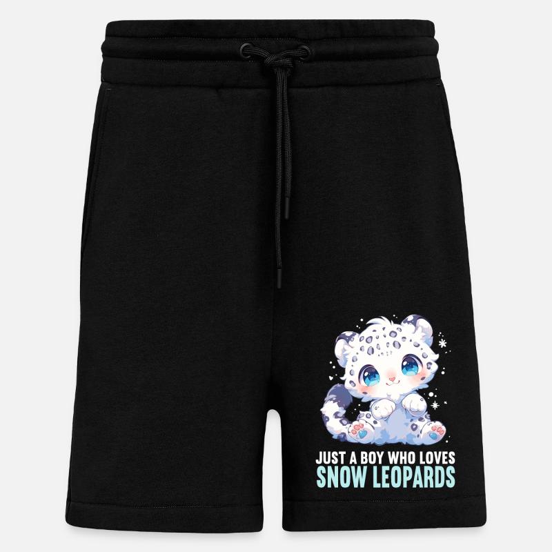 Léopard des neiges Schneeleoparden Schneeleopard - Short bio décontracté fabriqué en UE - SOLID BLACK