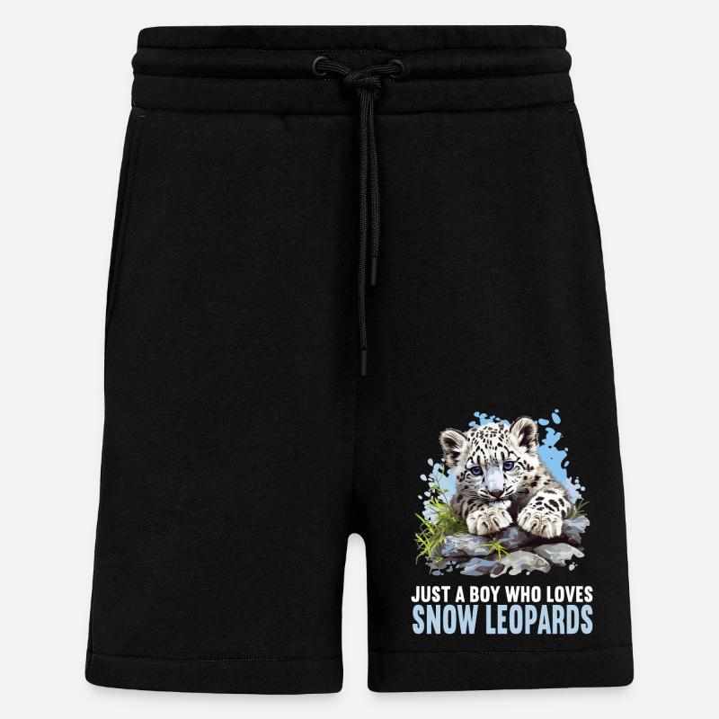 Snow Leopard Schneeleoparden Schneeleopard - Shorts - made by SPREAD - SOLID BLACK
