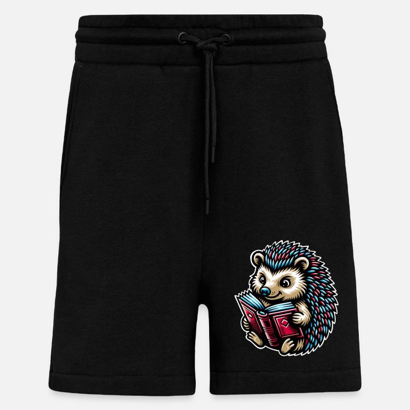 Hedgehogs Reading Books Book - Shorts - made by SPREAD - SOLID BLACK