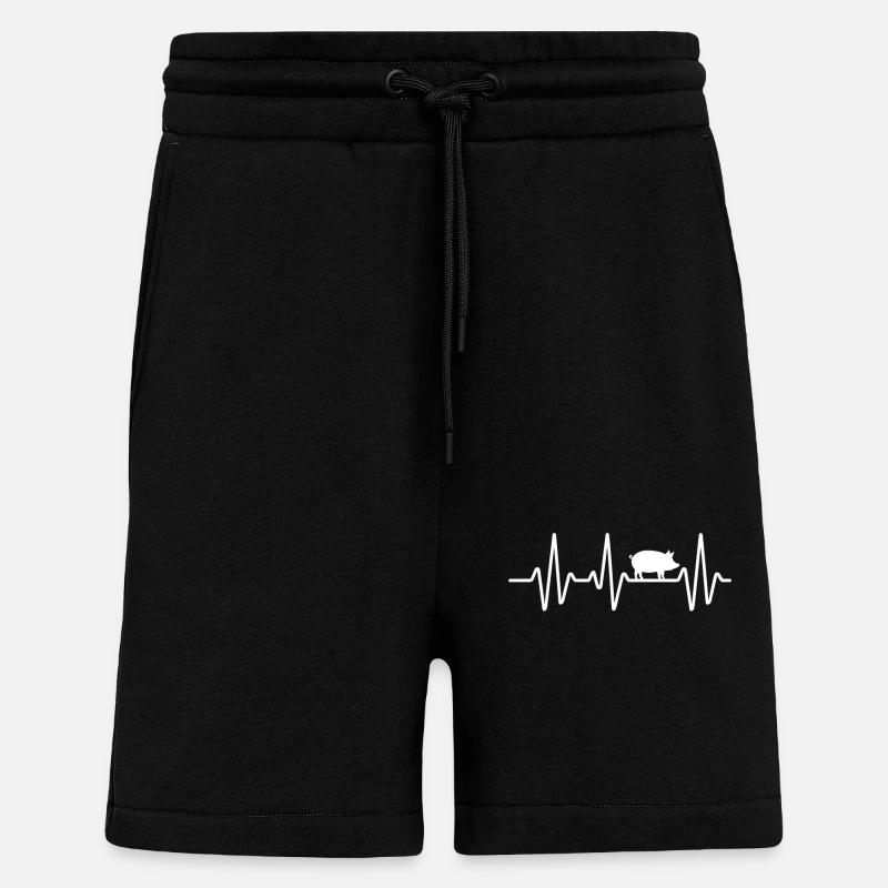 Conception de battements de cœur avec cochon - Short bio décontracté fabriqué en UE - SOLID BLACK