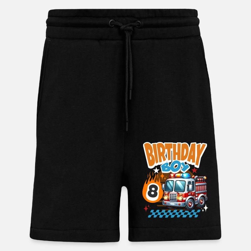 8th Birthday Fire Brigade - Shorts - made by SPREAD - SOLID BLACK