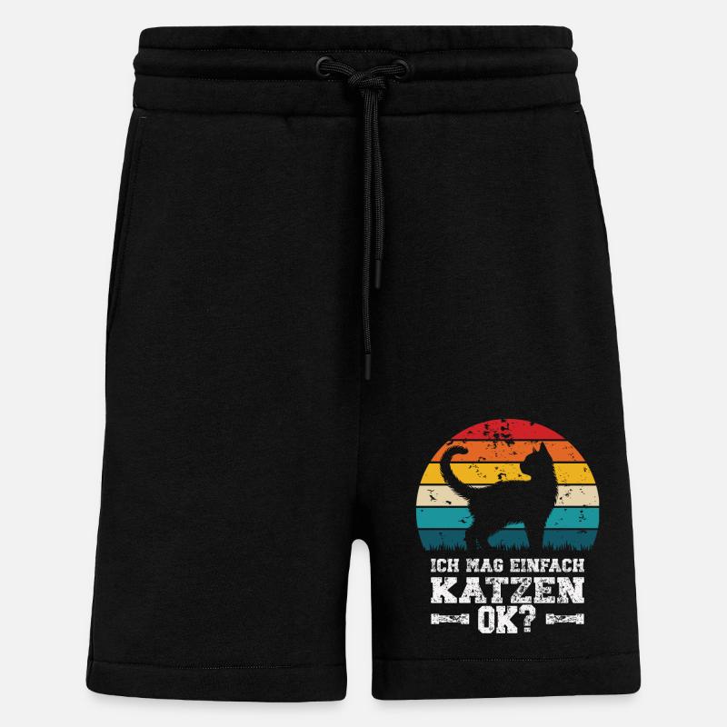 J’aime les chats - Short bio décontracté fabriqué en UE - SOLID BLACK