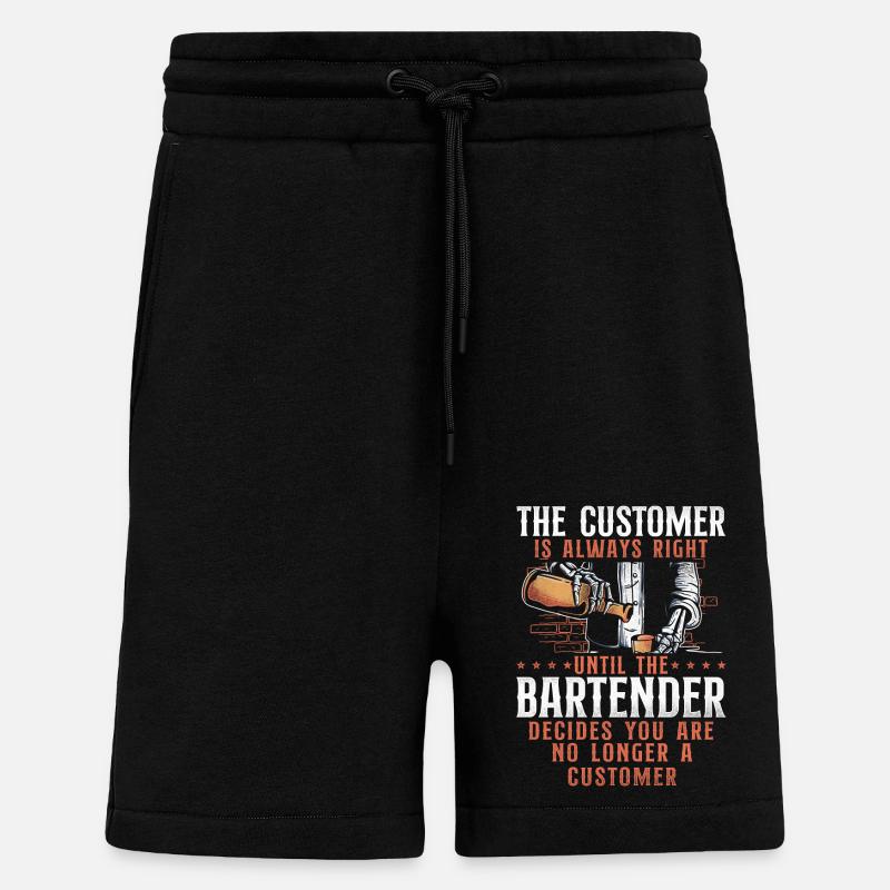 Barman Mixologue Le Client - Short bio décontracté fabriqué en UE - SOLID BLACK