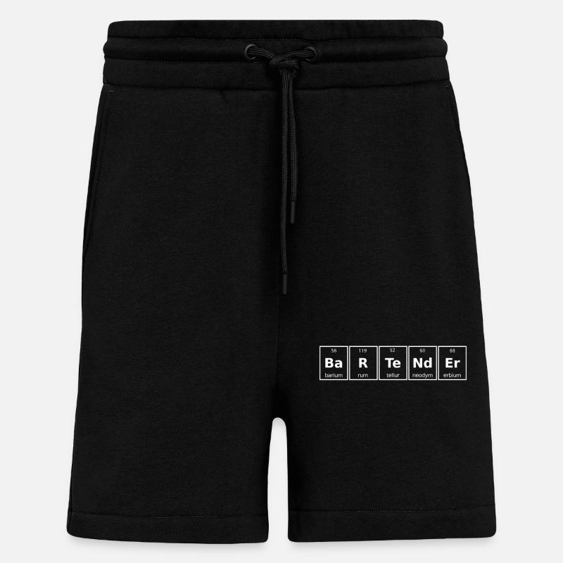 Barman Mixologue Elements - Short bio décontracté fabriqué en UE - SOLID BLACK
