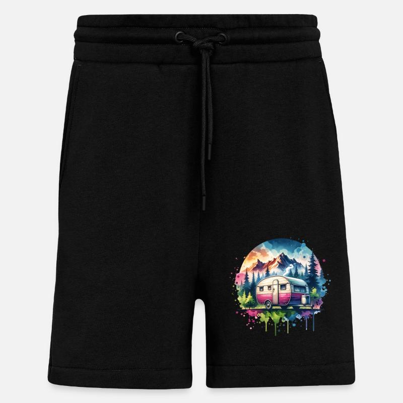 Camping Wohnwagen - Shorts - made by SPREAD - SOLID BLACK
