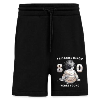 Child 80th Birthday - Shorts - made by SPREAD - SOLID BLACK - Front