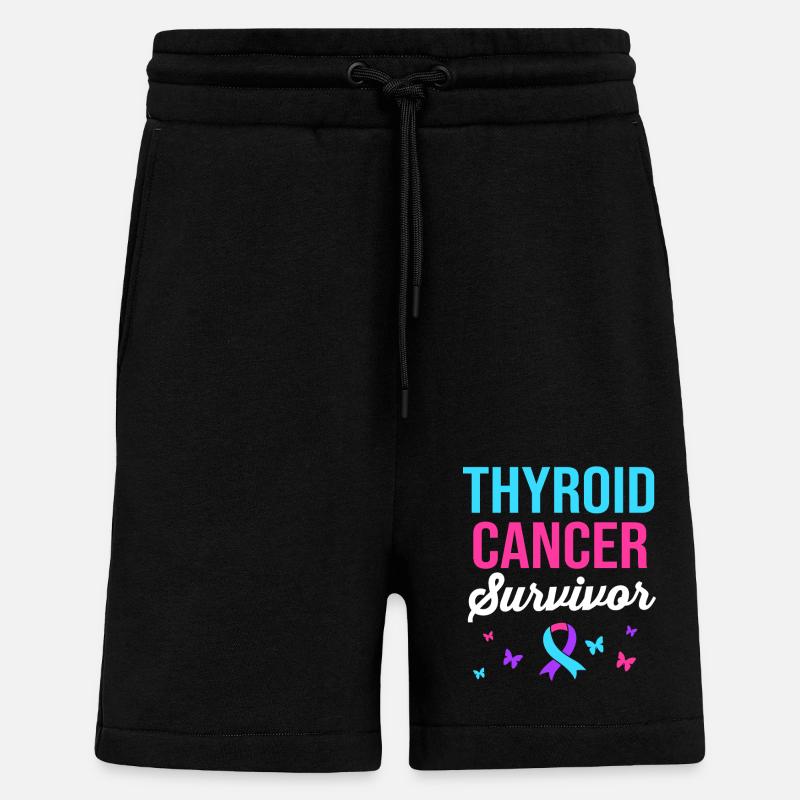 Cancer de la thyroïde - Short bio décontracté fabriqué en UE - SOLID BLACK