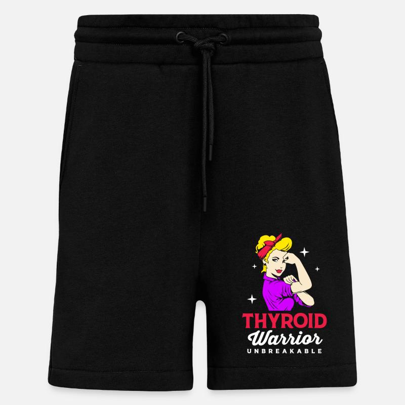 Cancer de la thyroïde - Short bio décontracté fabriqué en UE - SOLID BLACK