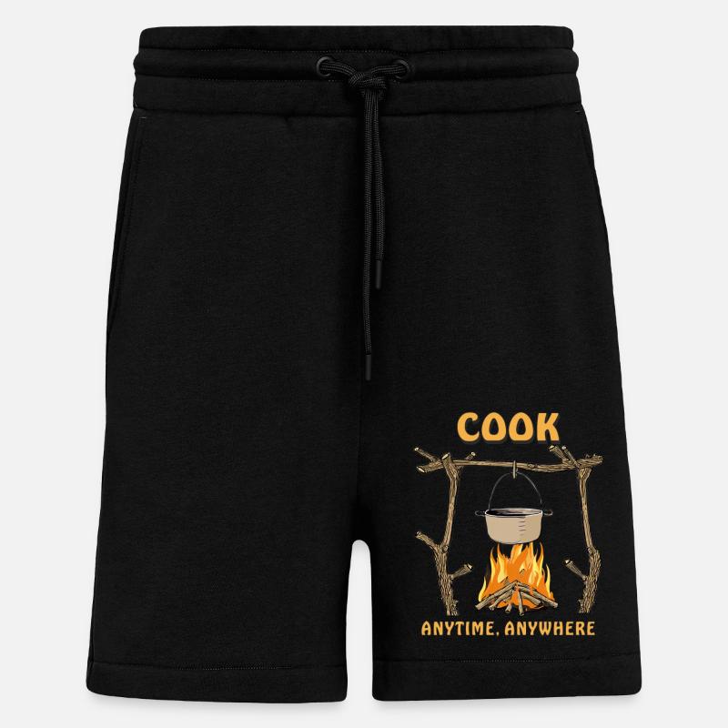 FIRE PIT COOK ANYTIME, ANYWHERE - Shorts - made by SPREAD - SOLID BLACK