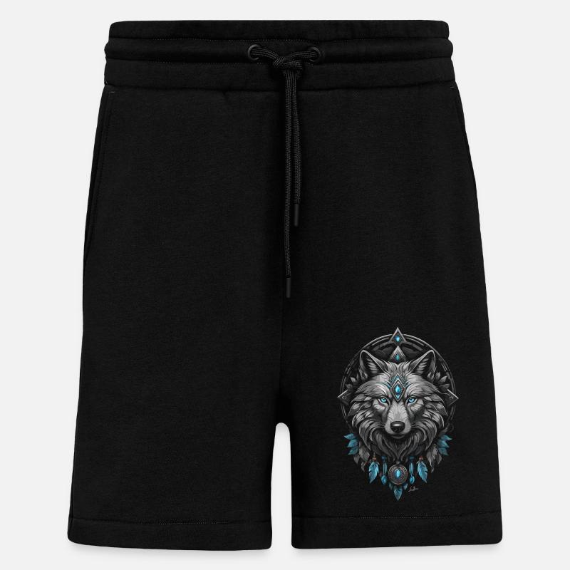 Loup arctique viking - Short bio décontracté fabriqué en UE - SOLID BLACK