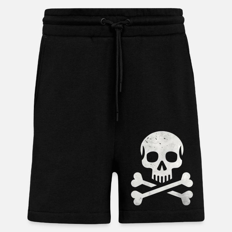 Skull Crossbones Skeleton Pirate - Shorts - made by SPREAD - SOLID BLACK