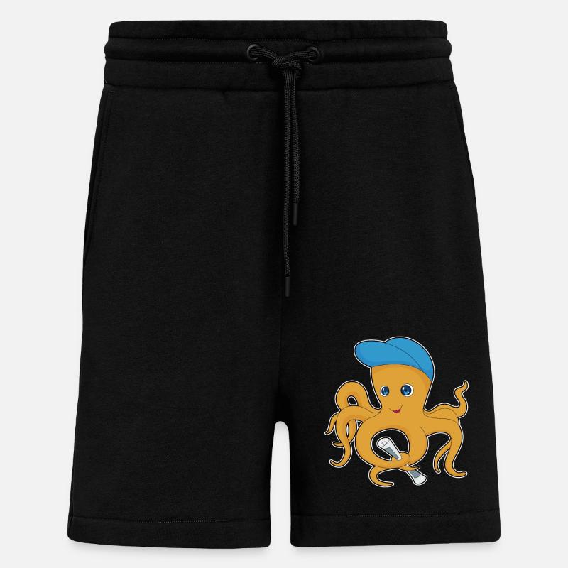 Octopus Newspaper - Shorts - made by SPREAD - SOLID BLACK