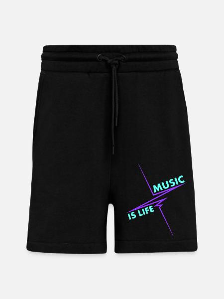 Muziek is Leven Puls Hartslag Muziek Frequentie Songteksten - Organic relaxed shorts made in EU - SOLID BLACK